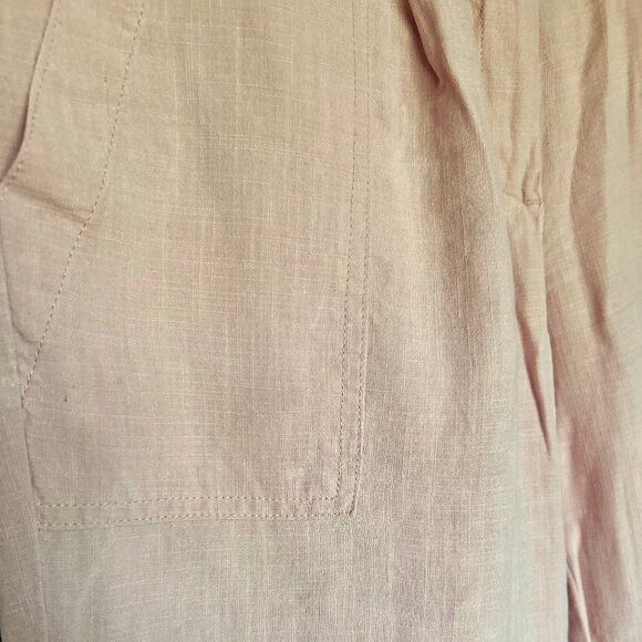 Per Una Linen Lyocell Blend Pleated Apricot Relaxed Pants Pockets Size 4 (US) - Picture 6 of 11